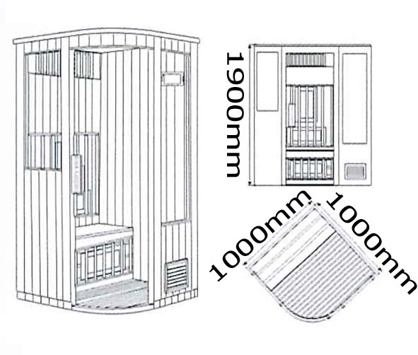 CABINA SAUNA FINLANDESE IN LEGNO 1 2 POSTI INFRAROSSI 100X100CM ADATTA 