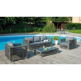 Set da giardino in rattan sintetico grey kubu