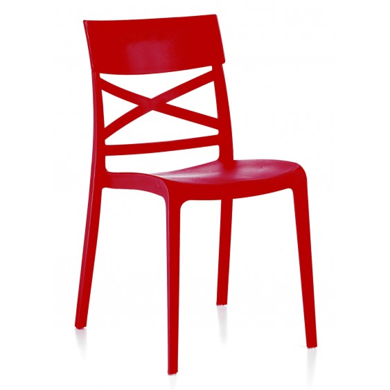 Set 4 sedie London rosse da interno o esterno in resina