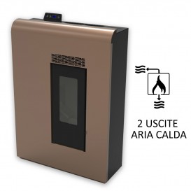 Stufa a pellet salvaspazio canalizzata Brionia bronzo da 11,61 Kw