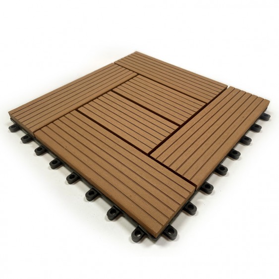 Kit piastrelle da giardino legno in WPC da 30x30x2 cm